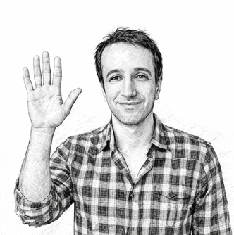 sketch of majd waving hello